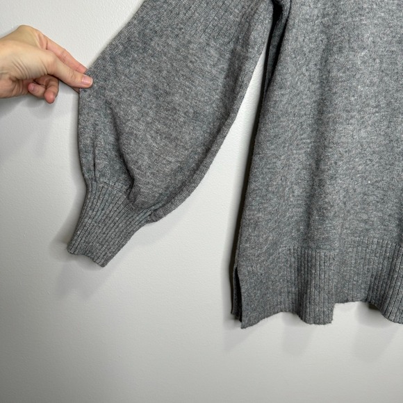 Anthropologie Cowl Neck Sweater Size Large Petite Gray‎ Relaxed Cozy Minimalist - Picture 6 of 12